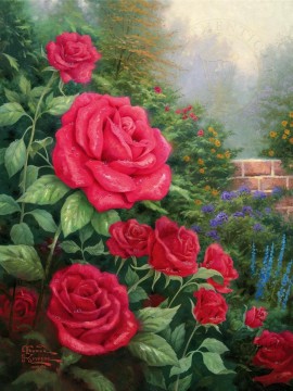 Thomas Kinkade Painting - Una rosa roja perfecta Thomas Kinkade